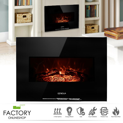 #ad 26quot; Wall Mount 1400W Electric Fireplace Heater Adjust Log LED Flame Home $74.96