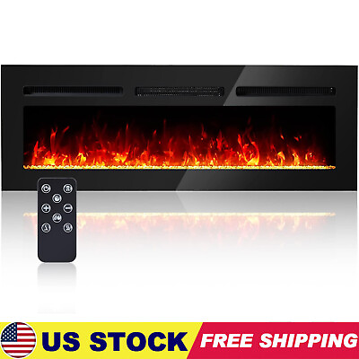 #ad 60 Inches Ultra Thin Electric Fireplace Wall Mounted amp; Recessed Fireplace Heater $235.95