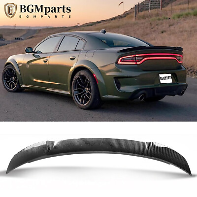 #ad For 2011 2022 Dodge Charger SRT Rear Spoiler Wing Lip Hellcat Style Carbon Fibre $48.99