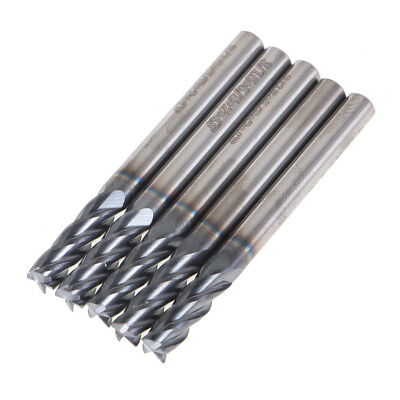 #ad 5 Set 3 16quot; 4 Flute 2quot; Overall Length Regular Carbide End Mill TiALN COATED US $19.13