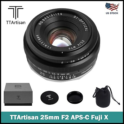 #ad TTArtisan 25mm F2 APS C Wide Angle Camera Lens for Fujifilm Fuji X Mount Cameras $57.99