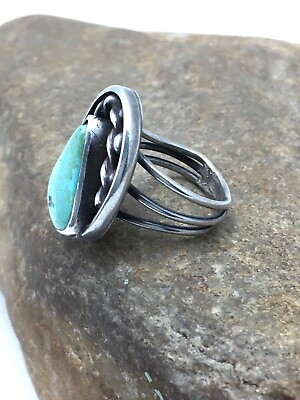 #ad Native American Mens Blue Turquoise Navajo Sterling Silver Ring Sz 6.5 04056 $178.18