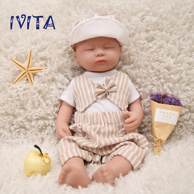 #ad IVITA 15#x27;#x27; Sleeping Baby Boy Floppy Vivid Silicone Reborn Doll Kid Birthday Gift $52.50
