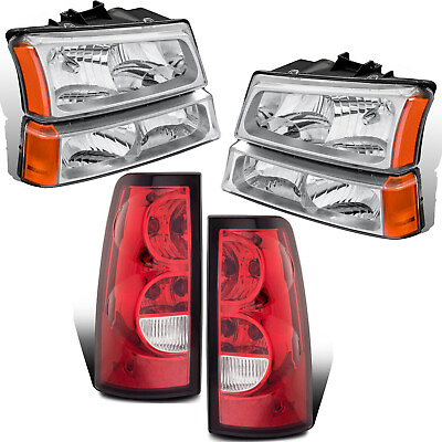 #ad Chrome Housing Headlights amp; Red Tail Lights For 03 06 Chevy Silverado Avalanche $110.96