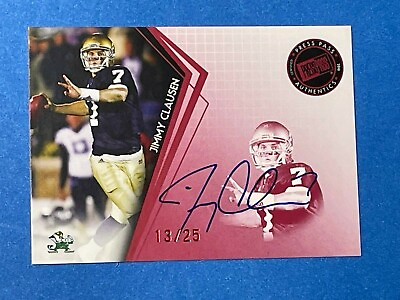#ad Jimmy Clausen Press Pass Auto 2010 Rookie Card #13 25 Purple Red Parallel $23.92