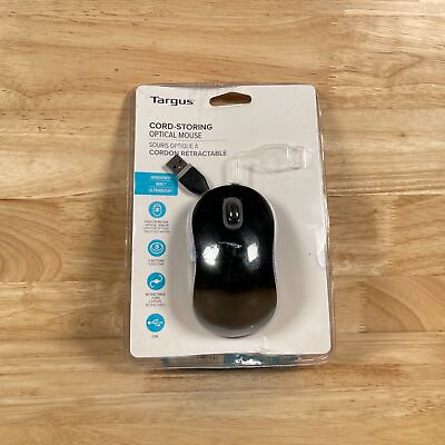 Targus PAUM7501U Gray Black Wired USB 3 Buttons Retractable Optical Mouse For PC $9.99