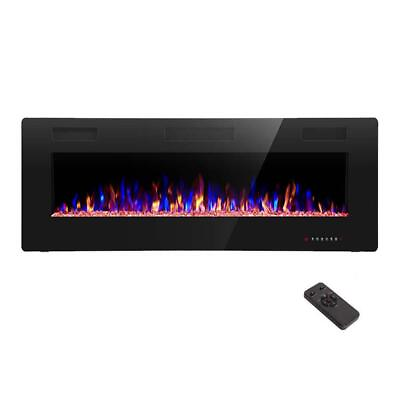 #ad #ad Unbranded Wall Mounted Electric Fireplaces 3.89quot;X18.11quot;X50quot; Remote Control Black $296.09