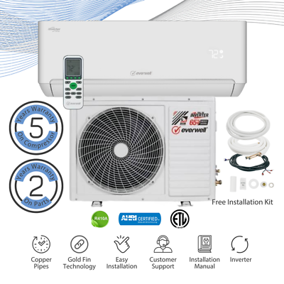 #ad 12000 BTU Air Conditioner Ductless Mini Split 17 SEER2 INVERTER Heat Pump 220V $546.00