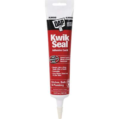 Dap Kwik Seal 5.5 Oz. Almond Kitchen amp; Bath Adhesive Caulk 18013 Pack of 12 DAP $68.99