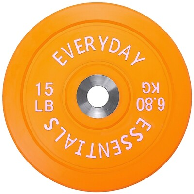 #ad Olympic Bumper Plate Weight Plate W Steel Hub Color Coded 15 Lbs Single Sport $33.21