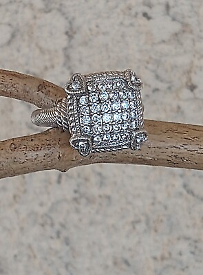 #ad Judith Ripka quot;Oliviaquot; Diamonique Pave Sterling Silve Ring Size 7 $70.00