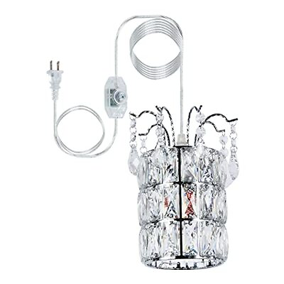 #ad Dimmable Plug In Pendant Light Crystal Mini Chandeliers Modern Chrome Finish Cry $41.29