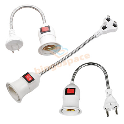 #ad 3pcs E27 Screw Port 360° plug with Independent Switch Hose Lamp Holder Adapter $11.87