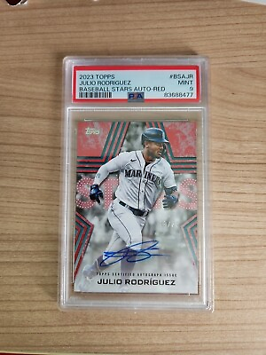 #ad 2023 Topps Red Baseball Stars Autographs #BSAJR Julio Rodriguez 25 PSA 9 $300.00