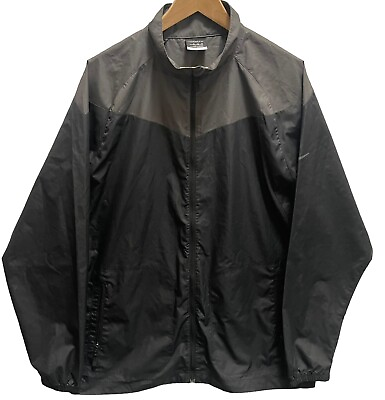 #ad Nike Golf Fit Storm Mens Full Zip Windbreaker Jacket Size XL Black And Gray Grey $22.95