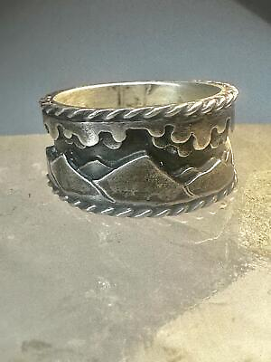 #ad Mountains ring clouds landscape band size 5 Cheyenne southwestern sterling silve $128.00