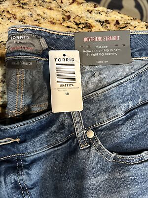 #ad Torrid Plus Size Boyfriend Straight Vintage Stretch Mid Rise Jean size 18T $25.00