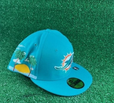 #ad Men#x27;s NFL Miami Dolphins New Era 5950 59Fifty Cloud Icon OTC Fitted Hat 7 1 4 $40.00