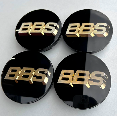 #ad NEW BLACK AND GOLD BBS RS center Caps Black silver Set Of 4 36112225190 $59.99