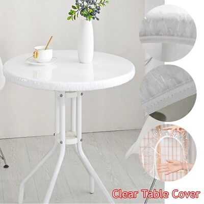 #ad 60 120cm Waterproof Elastic Edged Table Cover PVC Simple Protector Tablecloth $26.21