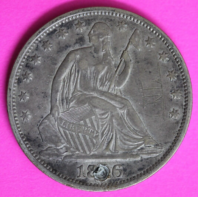 #ad 1846 O Seated Liberty Half Dollar Plugged Hole Exact Silver Coin Shown 19 $88.09