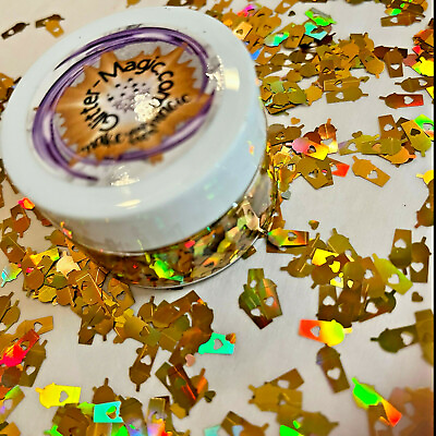 #ad New Latte Cups w Hearts Gold Holographic Glitter Shapes 4x10mm $4.95