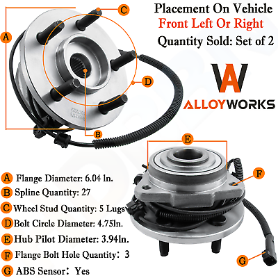 #ad Pair Front Wheel Hub amp; Bearings Assembly for 2002 2006 2007 Jeep Liberty w ABS $89.59