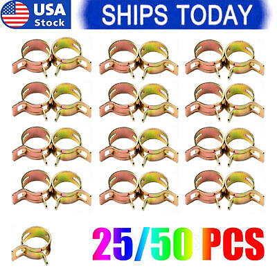 #ad 25 50PCS 12mm 1 4quot; Fuel Line Clamps for 1 2quot;Hose Universal Spring Action Clamps $8.99