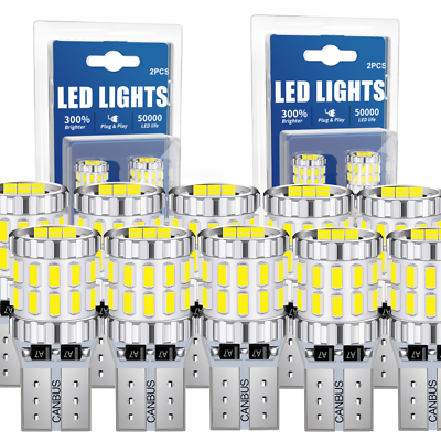 #ad 10X T10 30* 3014 SMD LED Canbus White 194 168 W5W Car Side Light Dome Lamp Bulbs $49.99