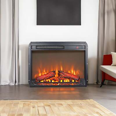 #ad #ad 23 inch electric fireplace insert ultra thin heater with log set amp; realistic fla $304.56