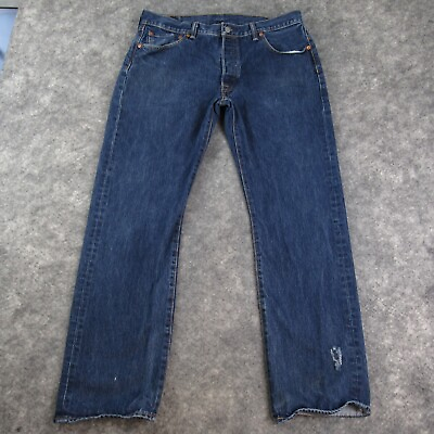 #ad Levis Jeans Mens 36x32 Blue 501 Straight Button Fly American Dark Wash Denim $30.95