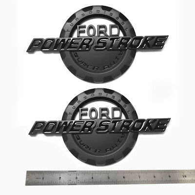 #ad 2x OEM PowerStroke Emblem Super Duty Turbo Diesel Badge fits F250 Black F $26.81
