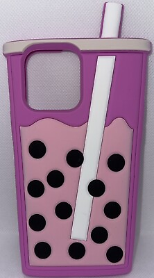 #ad Pink Boba Tea Silicone iPhone 14 Pro Max Phone Case 6” $5.00