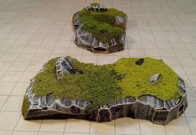 #ad 2 Extra Large Stackable GRASS COVERED HILLS Terrain for Miniature Wargaming $35.00