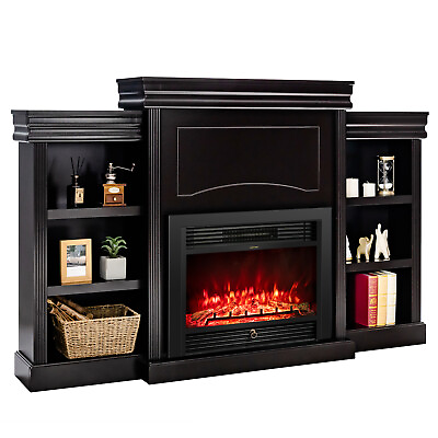 #ad 70quot; Mantel Fireplace TV Stand 750W 1500W Electric Fireplace Heater Insert $389.99