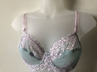 #ad New Wacoal 65191 Embrace Lace Underwire Sheer Bra 32C Teal $57.00