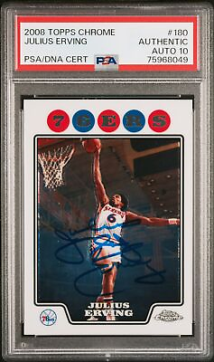 #ad Julius Erving 2008 Topps Chrome Signed Card #180 Auto Graded PSA 10 75968049 $299.00