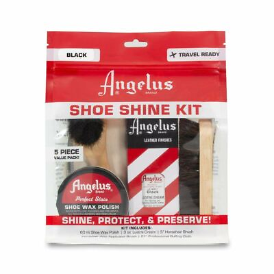 #ad Angelus Shoe Shine Travel Kit 5 Pieces Black $25.00