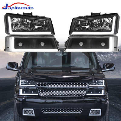 #ad LED DRL Headlights For 03 06 Chevrolet Silverado 1500 2500HD 3500 Front Lamps $98.99
