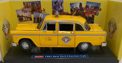 #ad Sun Star 1981 New York Checker Taxi Cab Yellow NYC 1:18 Scale #2501 $49.99