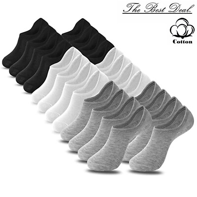 #ad 3 12 Pairs Mens Invisible No Show Nonslip Loafer Low Cut Cotton Liner Boat Socks $5.88