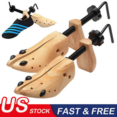 #ad 2023 One Pair 2 way Wooden Adjustable Shoe Stretcher for Men Women Size 9 13 $14.57