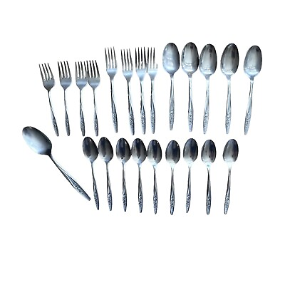 #ad Superior Stainless USA Flatware Radiant Rose 24 Pieces Silverware Vintage $17.99