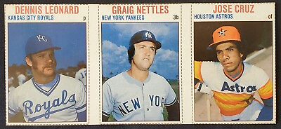 #ad 1979 Leonard Nettles Cruz Hostess MLB Hand Cut 3 Card Uncut Panel #109 110 111 $199.00