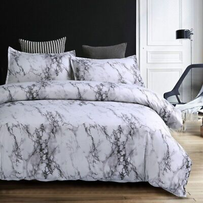 #ad 3 Piece Bedding Set Pillowcase Quilt Cover Soft Double Full Queen King Size Grey $36.09