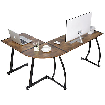 #ad L Shaped Computer Desk L Shaped Corner Desk Laptop Study Writing Table Brown $65.58