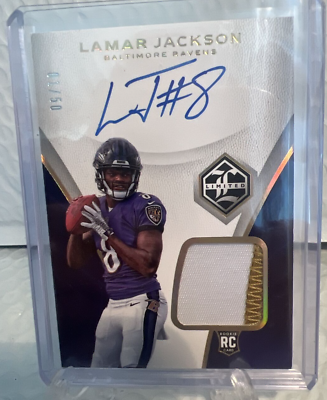 #ad 2018 Limited Lamar Jackson RPA ROOKIE PATCH AUTO ON CARD 1 50 #130 Ravens MVP $895.95