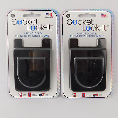 #ad X2 Socket Lock It Adhesive Black 1 to 3 Card Holder Phone Grip Holder in One $9.95