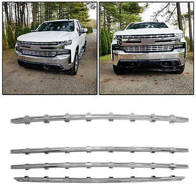 #ad Snap On Chrome Grille Trim Molding Covers For 19 21 Chevy Silverado 1500 LT RST $89.90