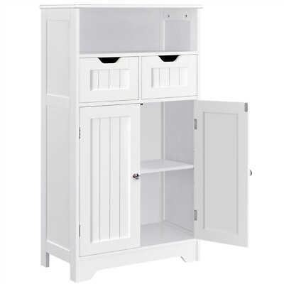 #ad Bathroom Storage Cabinet Floor Free Standing Cabinet with 2 Doors 2 Drawers $81.99